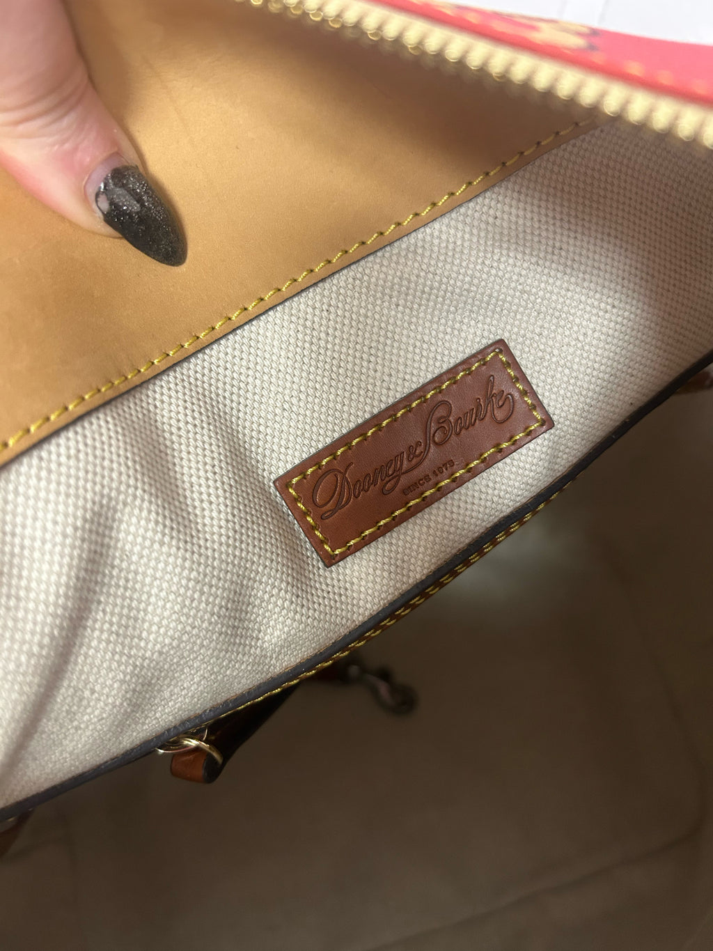 DOONEY & BOURKE LARGE MONOGRAM COATED HOBO SHOULDER BAG RED