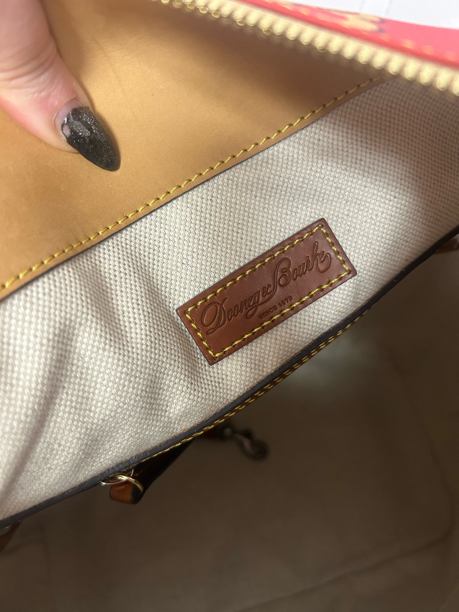 DOONEY & BOURKE LARGE MONOGRAM COATED HOBO SHOULDER BAG RED