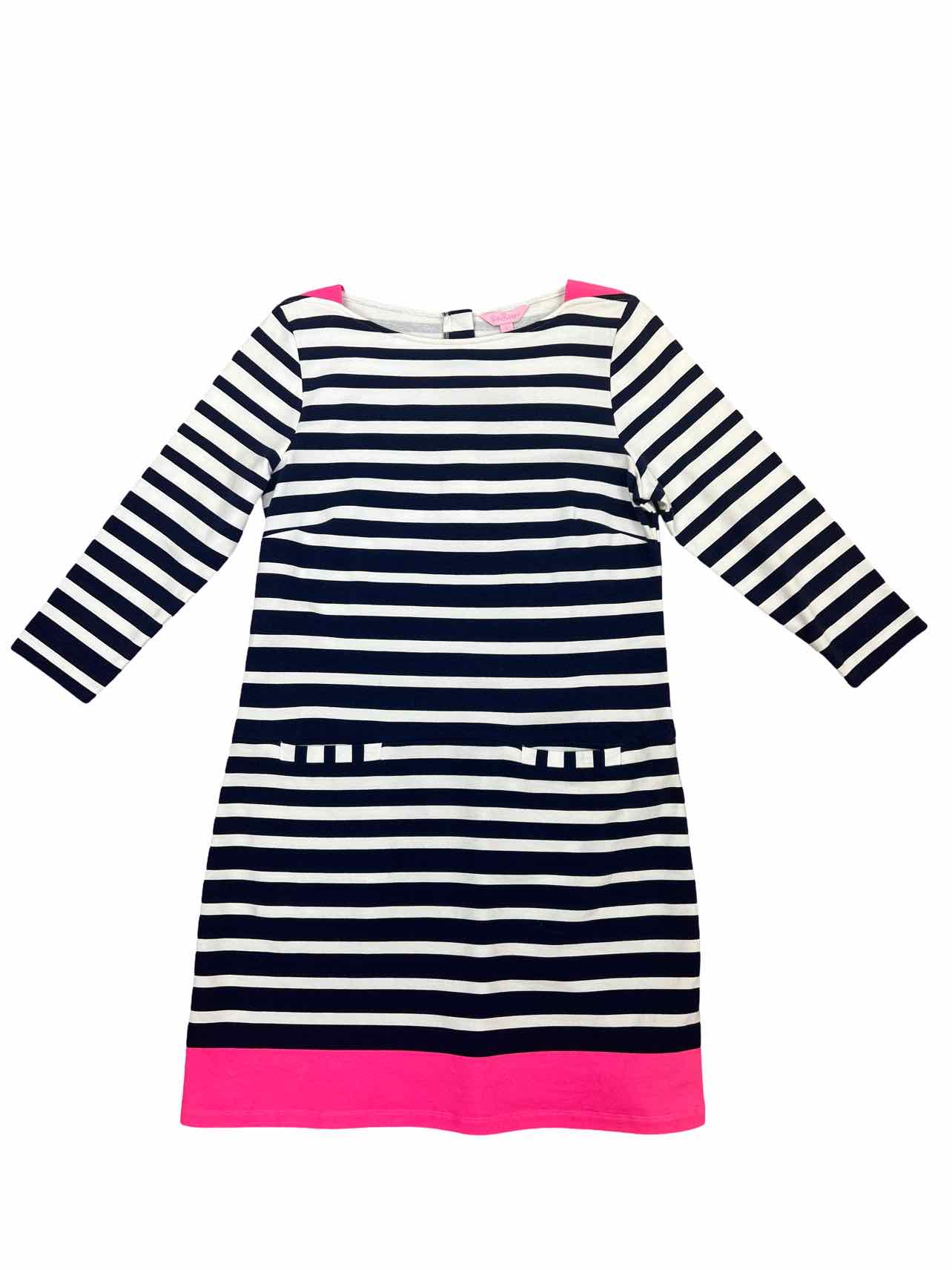 LILLY PULITZER NWT STRIPE IRINA NEON PINK TRIM DRESS SIZE: L – WEARHOUSE CONSIGNMENT