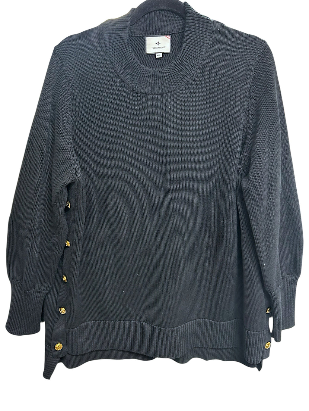 TUCKERNUCK  BEXLEY BLACK COTTON  SWEATER GOLD BUTTONS SIZE XXL