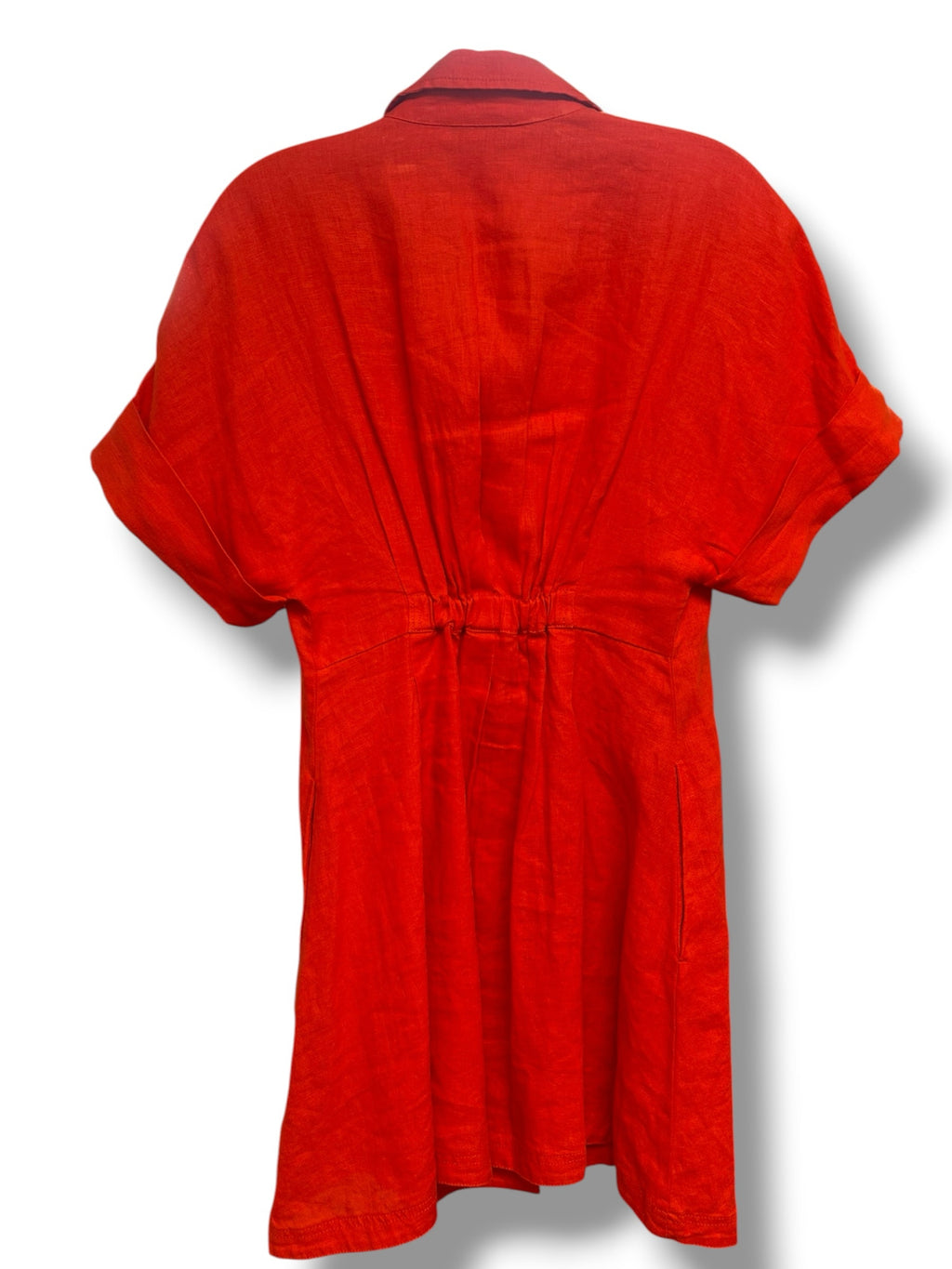 MADEWELL THE PERRY MINI LINEN CHERRY RED BUTTON FRONT SHIRT DRESS SIZE SMALL