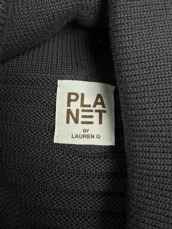 PLANET BY LAUREN G COWL NECK TUNIC BLACK/GRAY SWEATER SIZE M/L