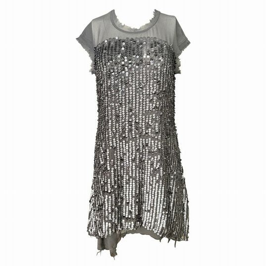 MADISON MARCUS SEQUINS MINI GRAY DRESS SIZE S WEARHOUSE CONSIGNMENT