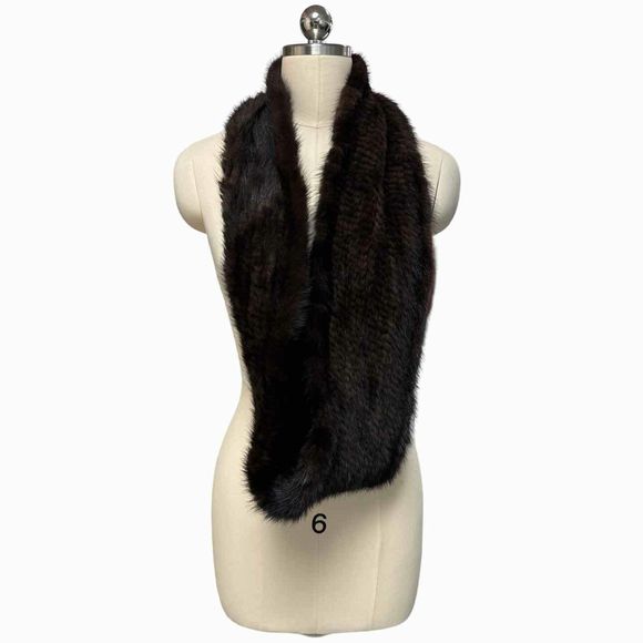 ADRIENNE LANDAU AUTHENTIC MINK FUR INFINITY BROWN SCARF