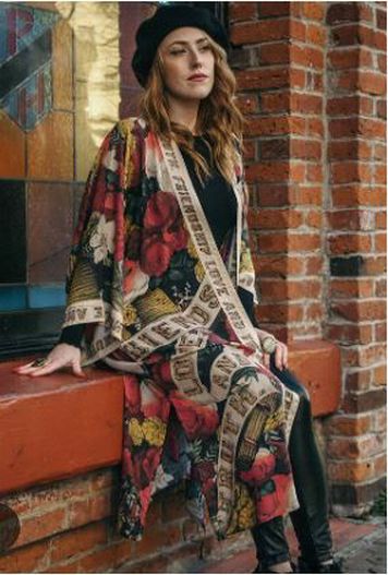 MARKET OF STARS FRIENDSHIP LOVE & TRUTH BAMBOO DUSTER KIMONO ONE SIZE