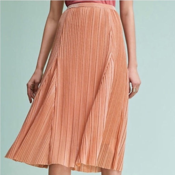 ANTHROPOLOGIE MAEVE AMBRA SHIMMER PLEAT SKIRT SIZE: L