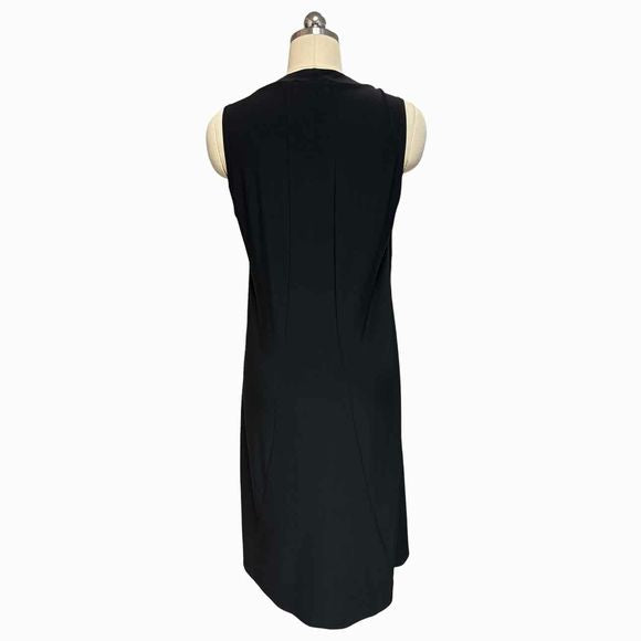 SYMPLI HIGH SLIT OVER UNDER BUTTON FRONT BLACK TUNIC TOP SIZE 4