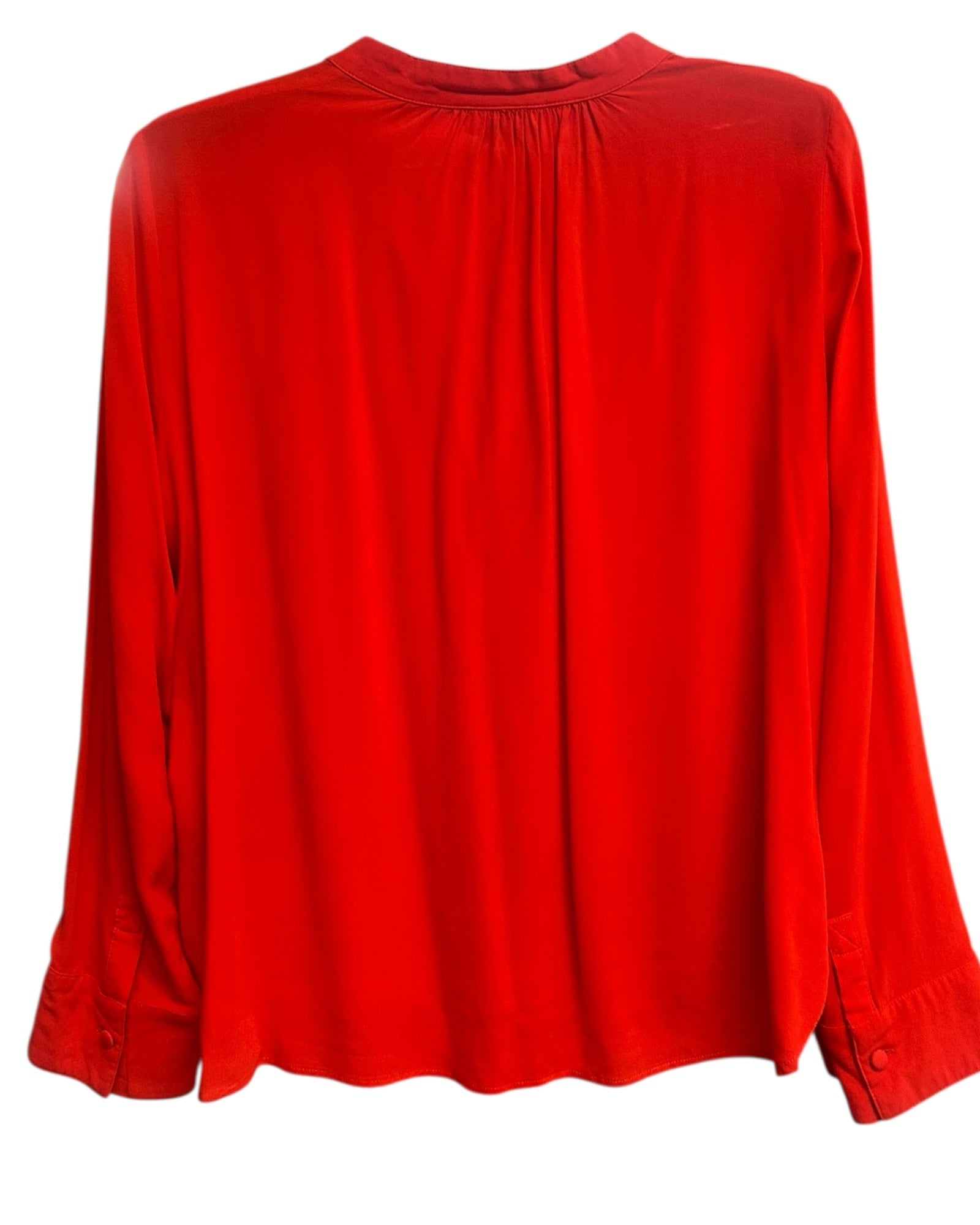 ZADIG & VOLTAIRE TINK BRIGHT RED V NECK BUTTON DOWN BLOUSE SIZE MEDIUM