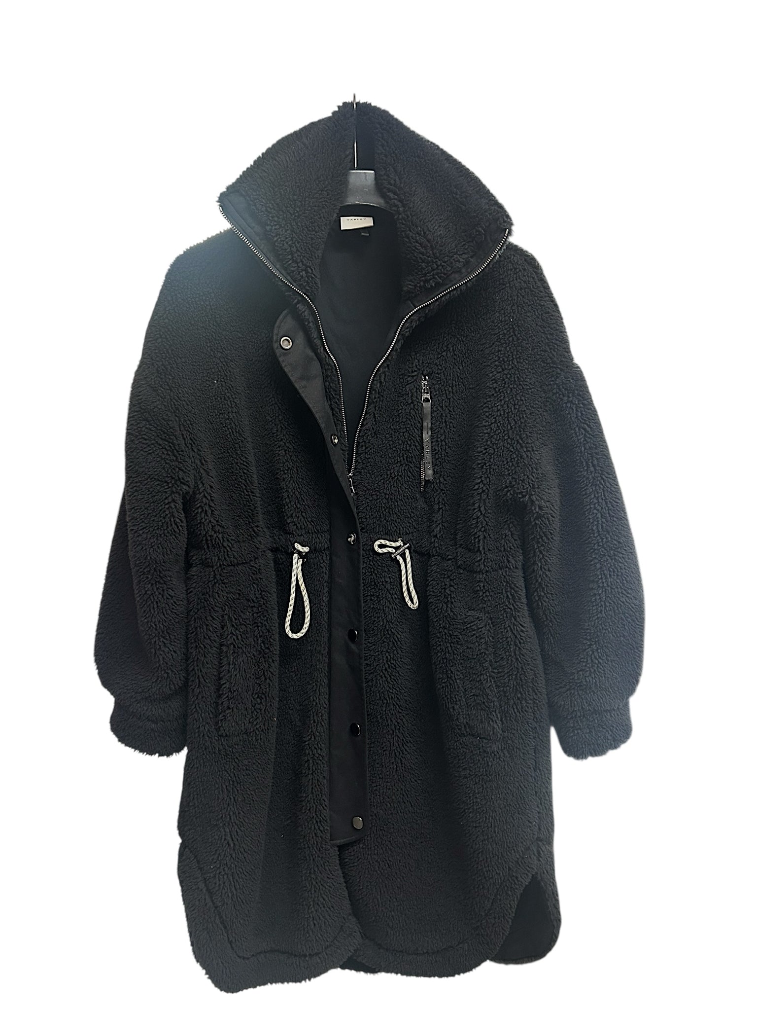 ANTHROPOLOGIE VARLEY LOGAN BLACK SHERPA LONG COAT SIZE XS