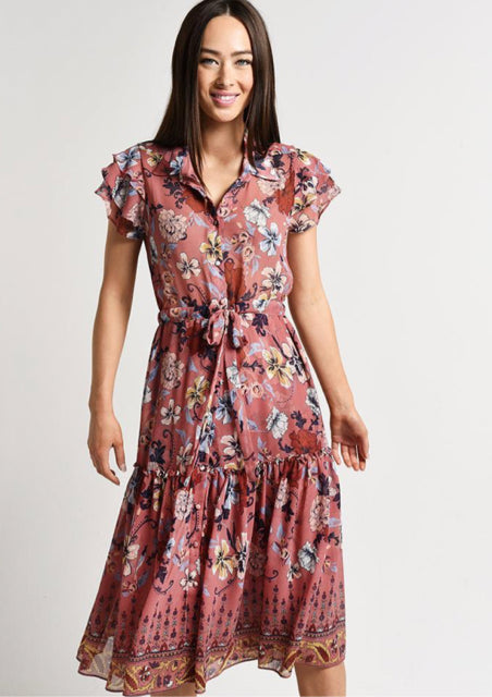 ANTHROPOLOGIE  MISA VIOLETTE RUFFLE DRESS SIZE: S