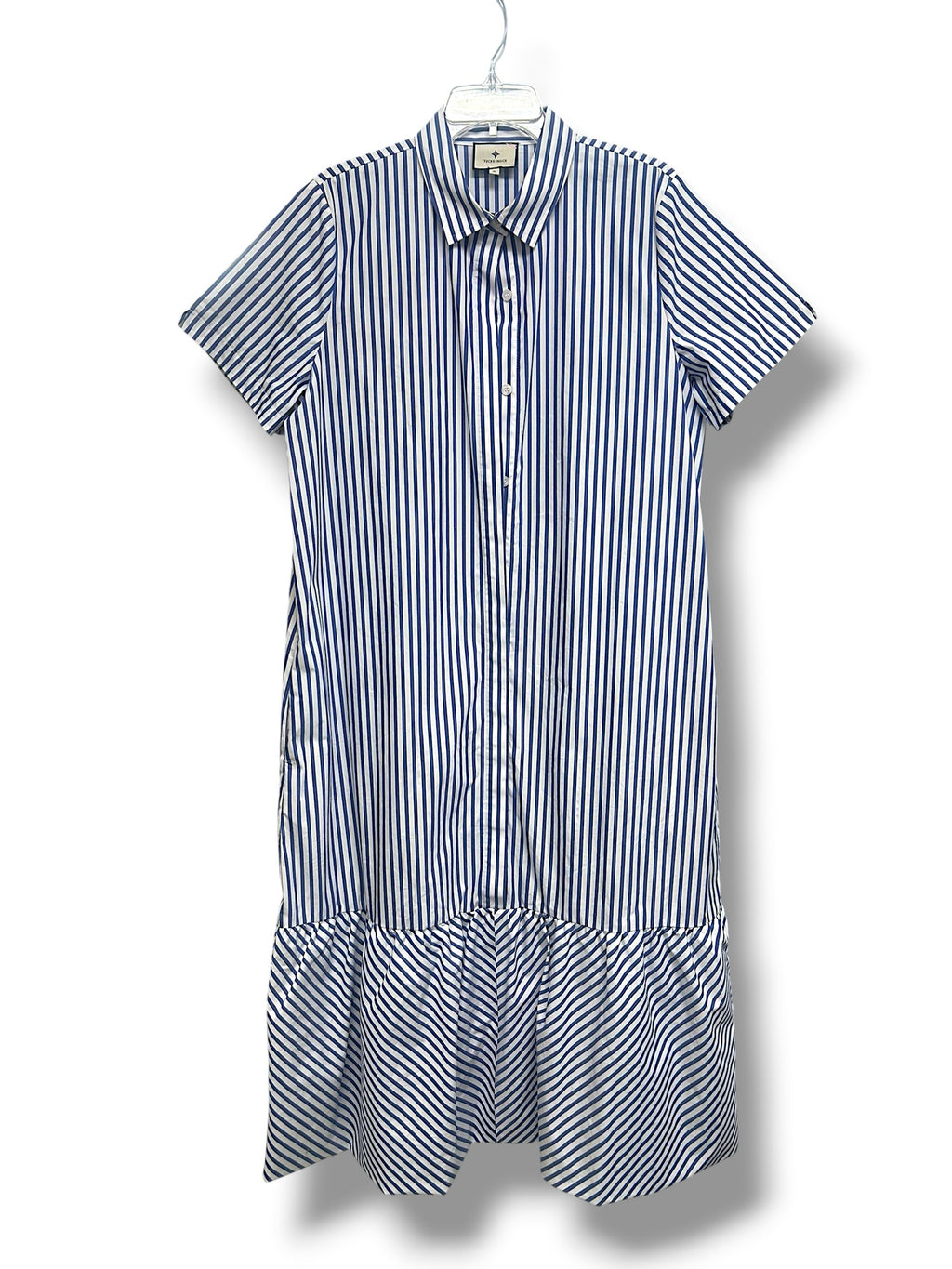 TUCKERNUCK MAXINE PINSTRIPE BUBBLE BLUE WHITE MAXI DRESS SIZE XL