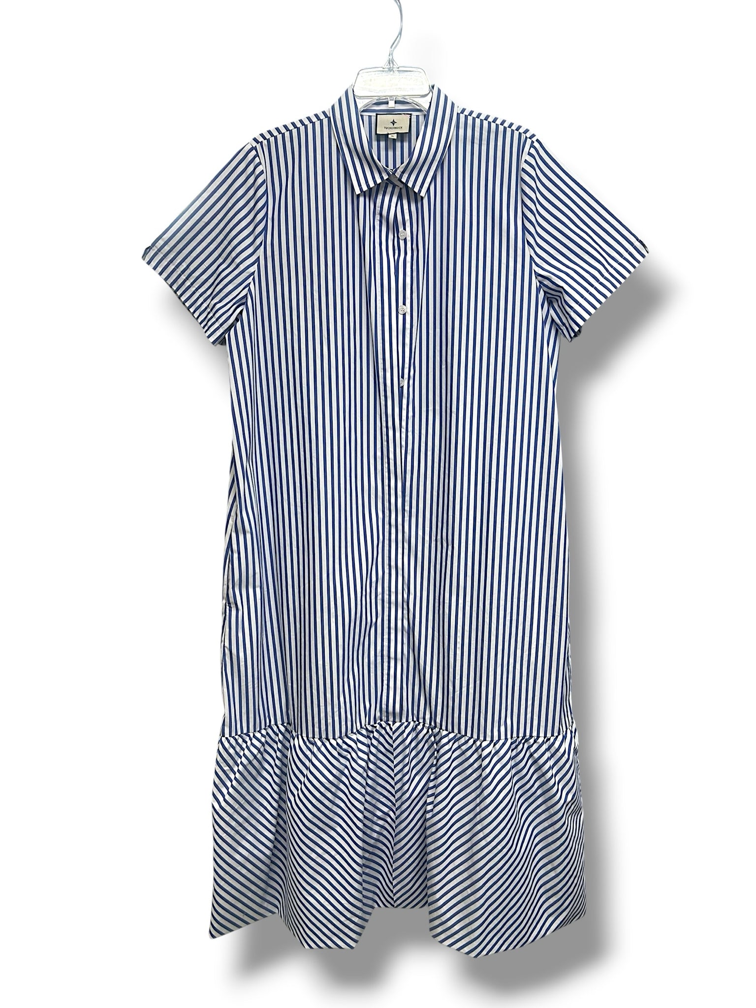 TUCKERNUCK MAXINE PINSTRIPE BUBBLE BLUE WHITE MAXI DRESS SIZE XL