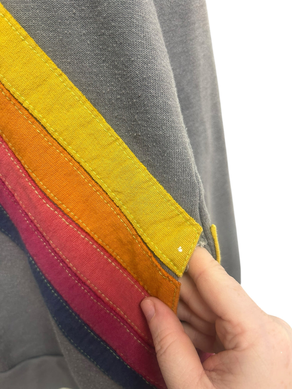 AVIATOR NATION RELAXED GRAY RAINBOW STRIPE HOODIE SIZE LARGE