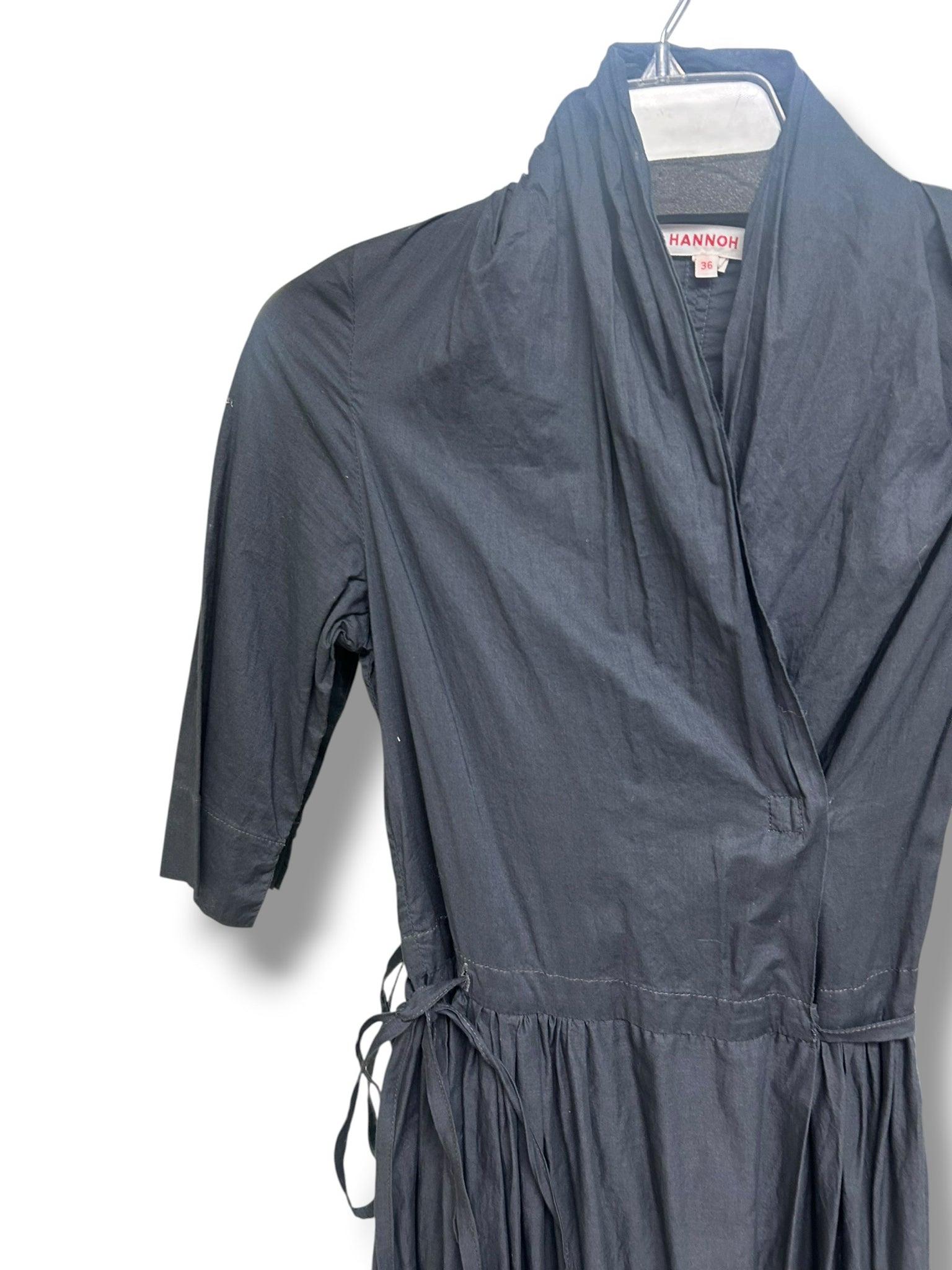 HANNOH WESSEL RACHEL COTTON GRAY WRAP DRESS WITH NO LINING SIZE 36 US 4