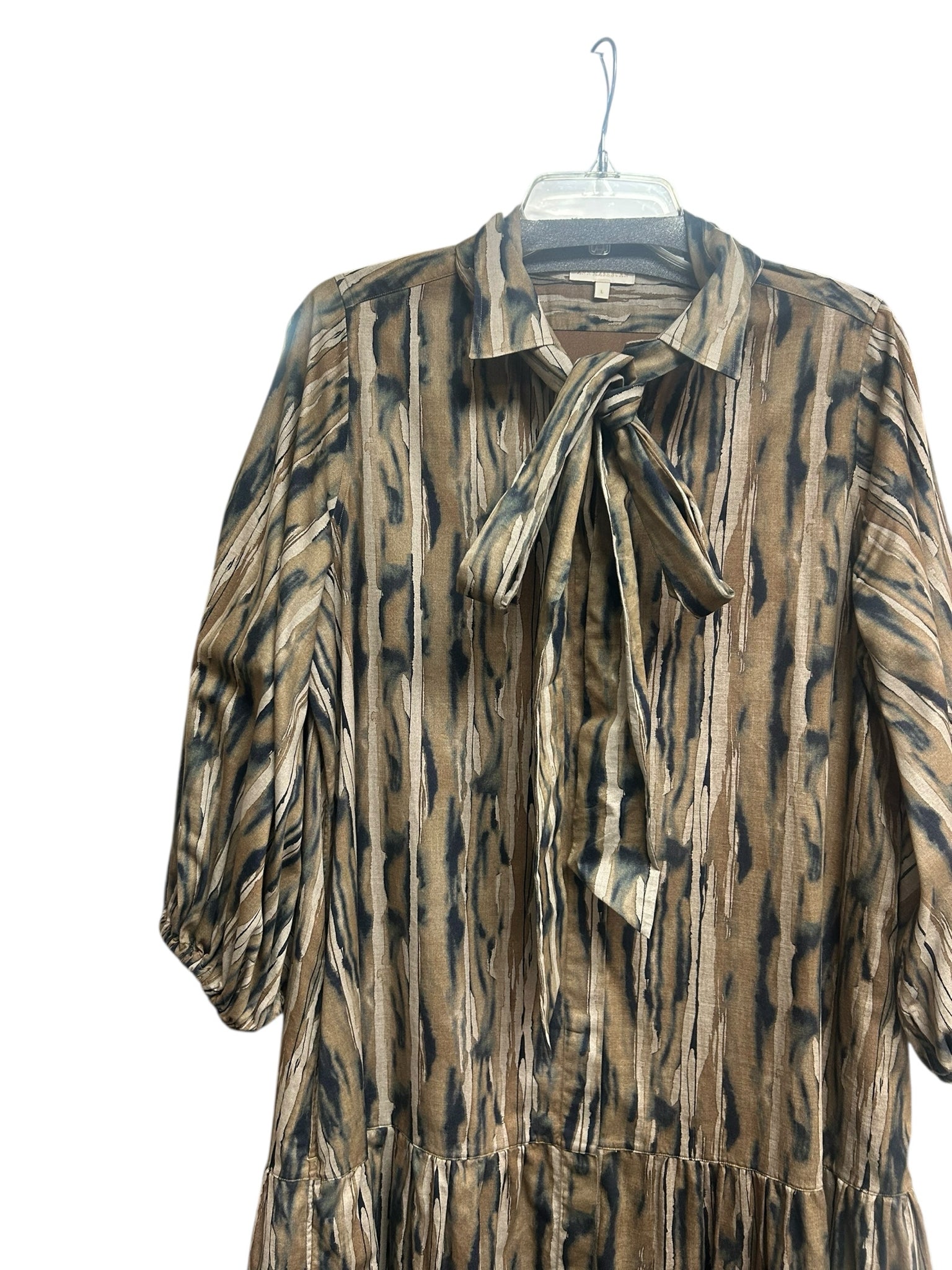 ANN MASHBURN ISLA TIERED SHIRT DRESS MAXI COTTON SIZE LARGE