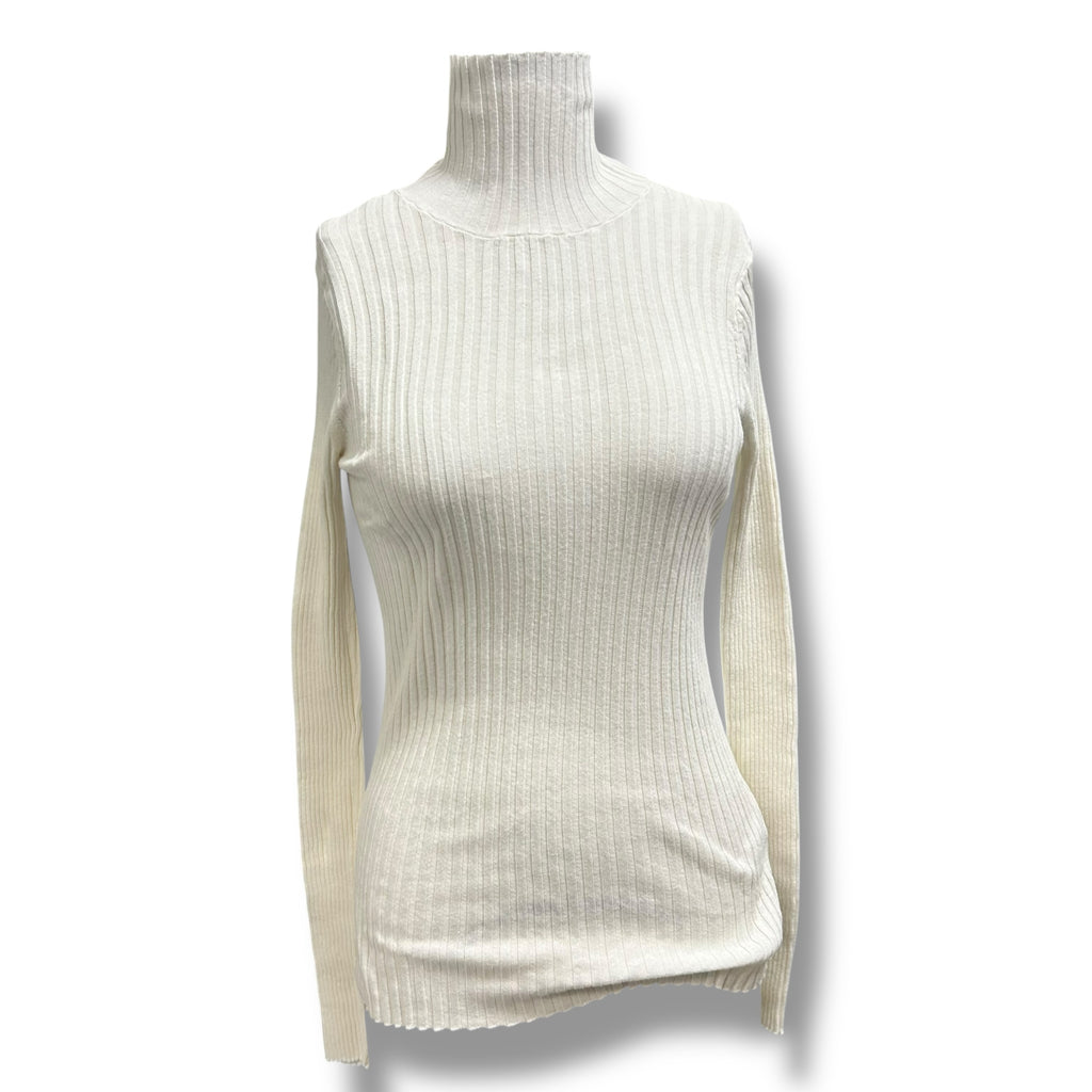 ANINE BING CLARE COTTON RIBBED TISSUE TURTLENECK SIZE MEDIUM