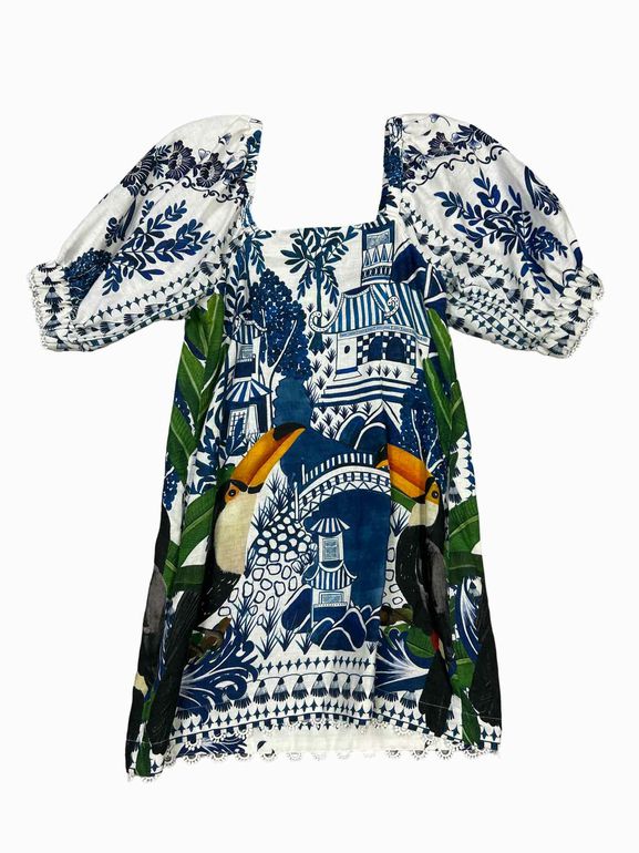 ANTHROPOLOGIE FARM RIO ANCIENT GARDEN LINEN MINI DRESS SIZE: S