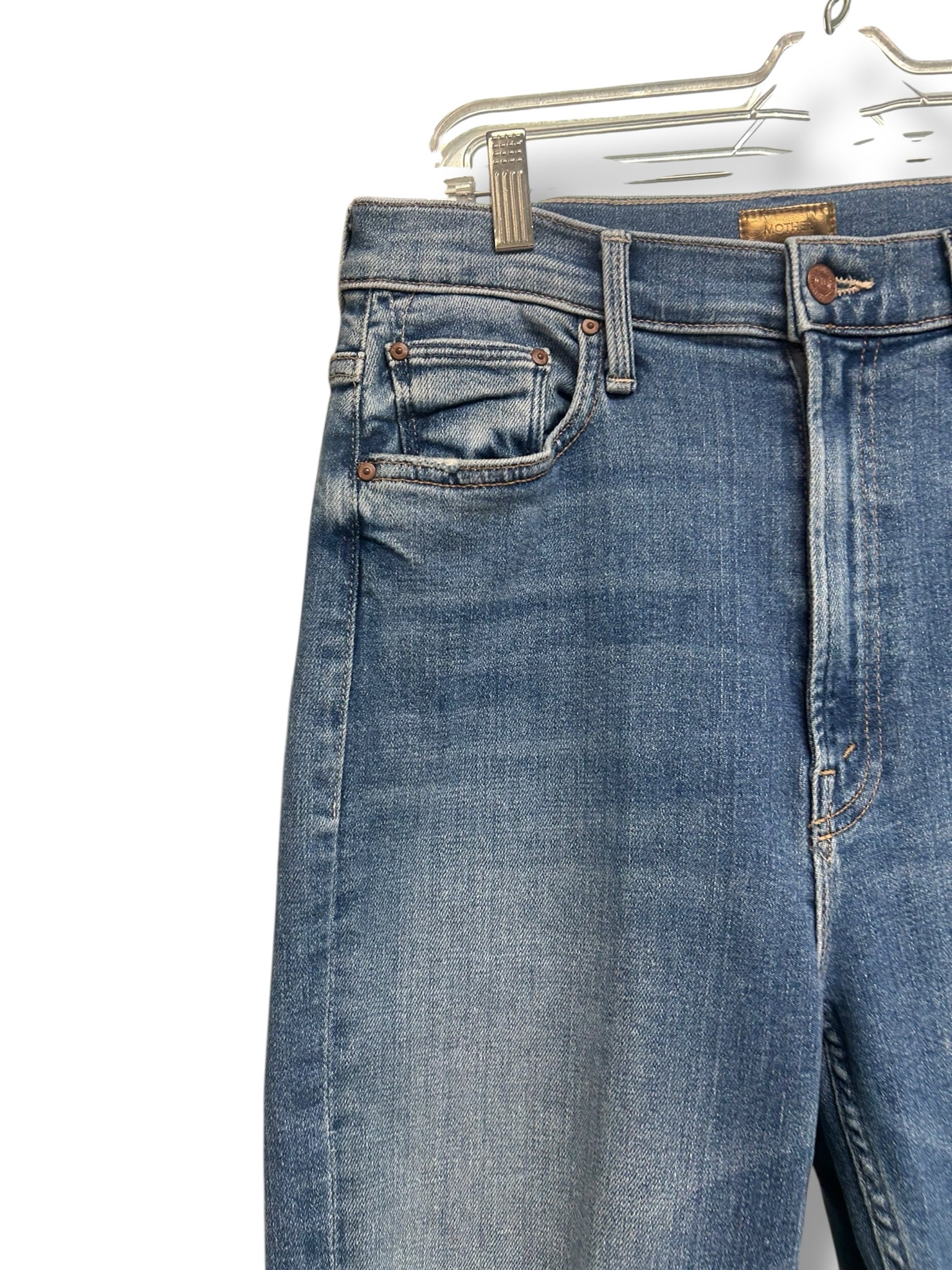 MOTHER HIGH WAISTED RIDER ANKLE FRAY DISTRESSED JEANS SIZE 29