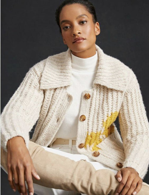 ANTHROPOLOGIE PILCRO CHUNKY FLOWER CARDIGAN SIZE: XS