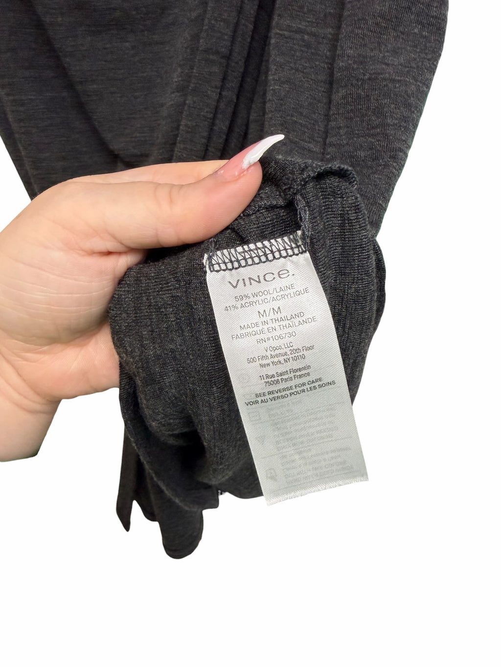 VINCE WOOL BLEND FAUX WRAP DARK GRAY KNIT SKIRT SIZE MEDIUM
