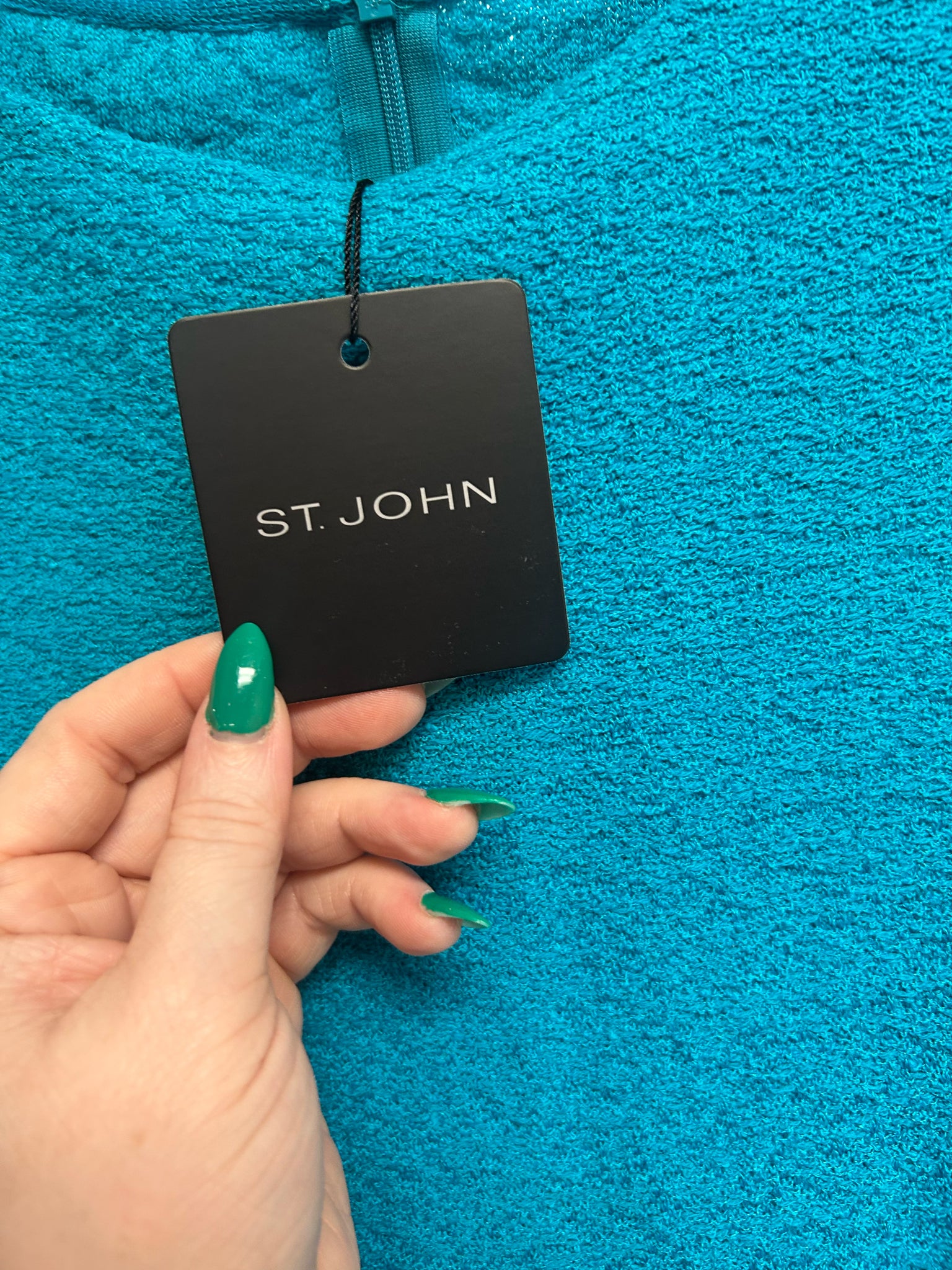 ST JOHN NWT SLEEVELESS SHEATH KNIT LAGOON TEAL DRESS SIZE 6