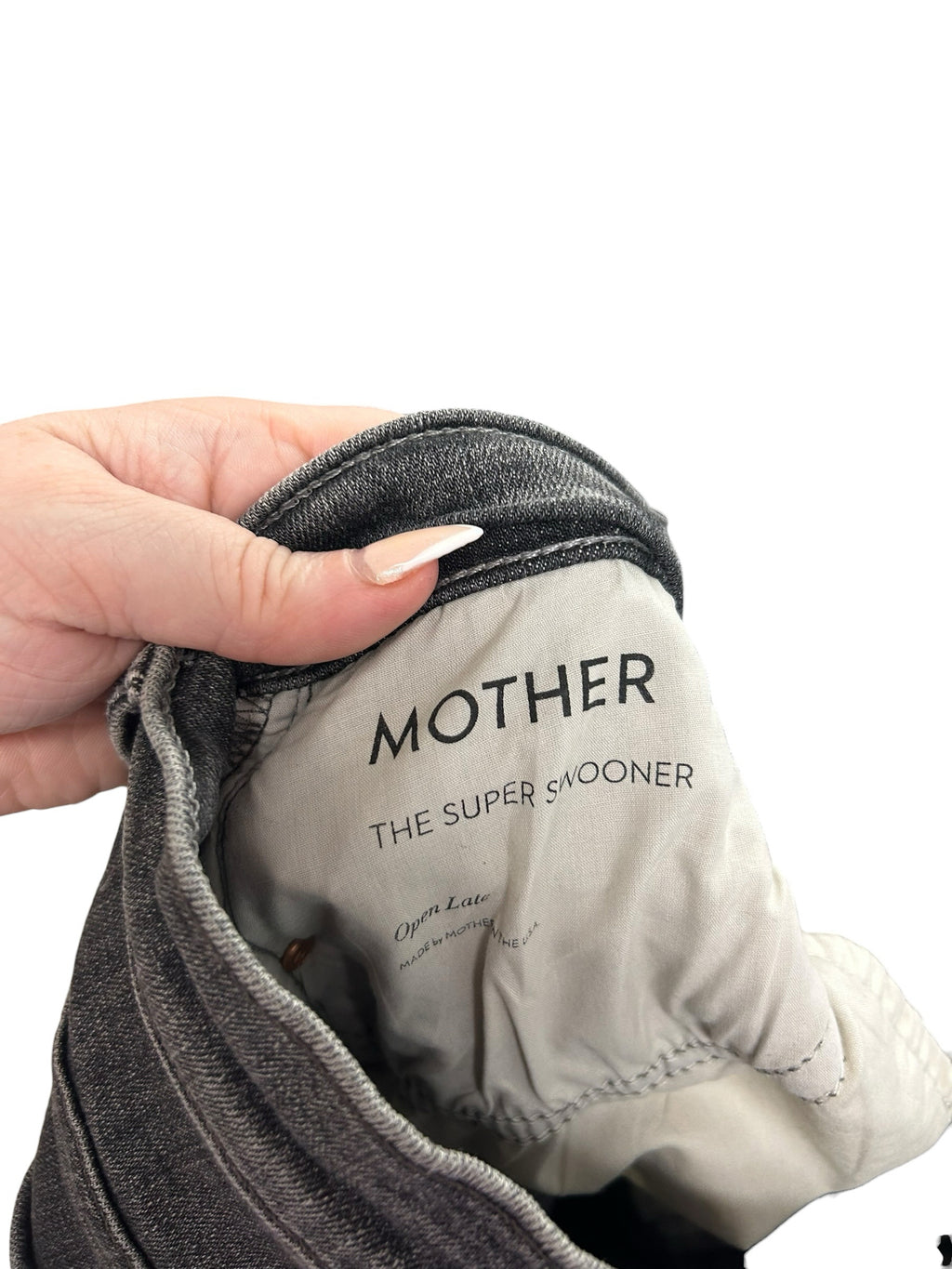 MOTHER THE SUPER SWOONER IN OPEN LATE CHARCOAL BLACK FRAY HEM JEANS SIZE 27