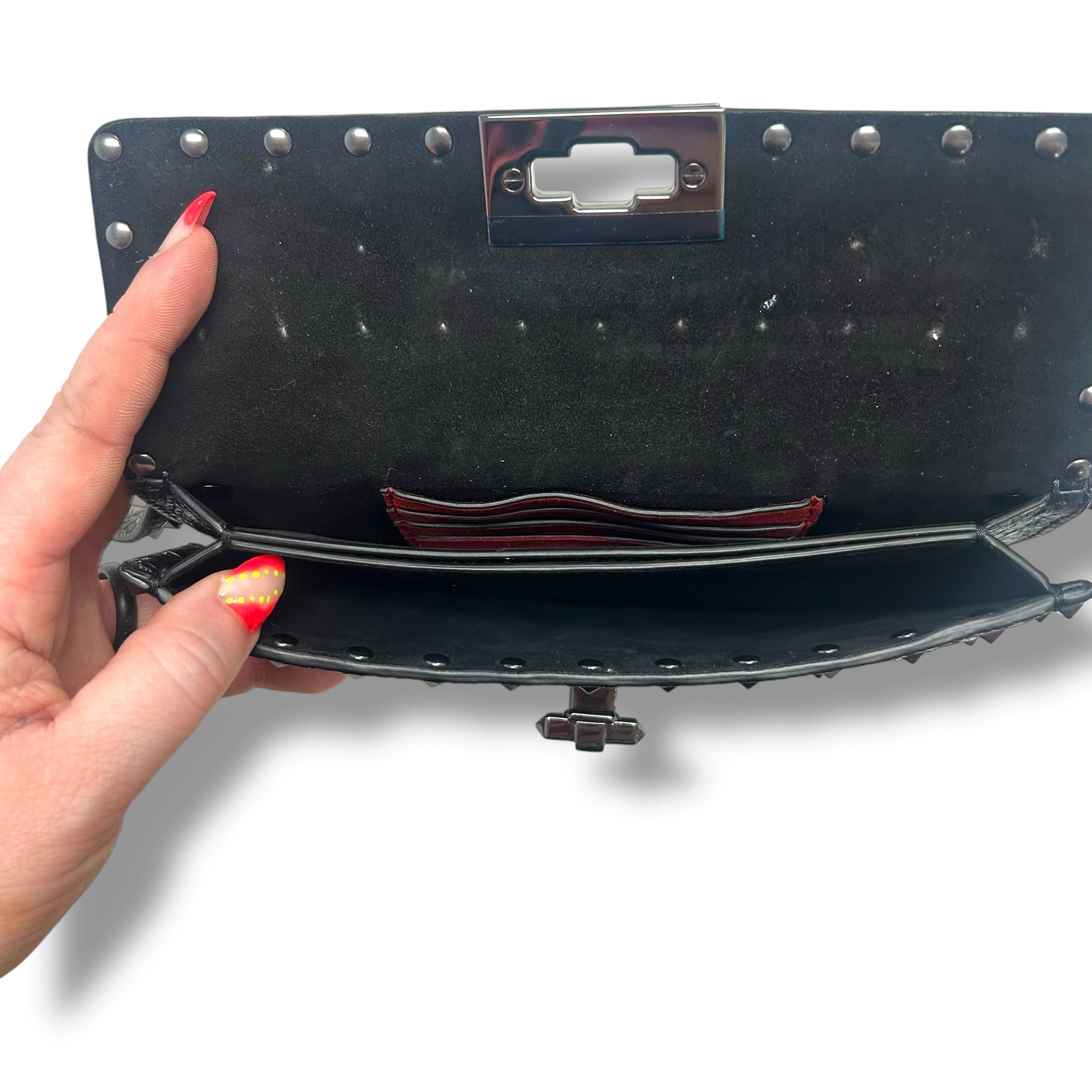 VALENTINO GARAVANI CRAQUELE ROCKSTUD CROSSBODY BLACK LEATHER - WEARHOUSE  CONSIGNMENT