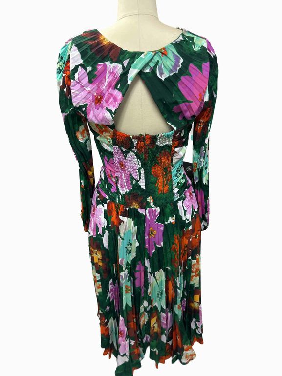 ANTHROPOLOGIE MAEVE PLEATED LONG SLEEVE FLORAL DRESS SIZE: 10