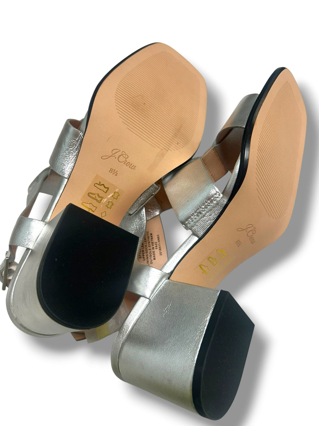 NEW IN BOX J.CREW METALLIC DYLAN FISHERMAN SILVER HEEL SANDALS SIZE 8.5