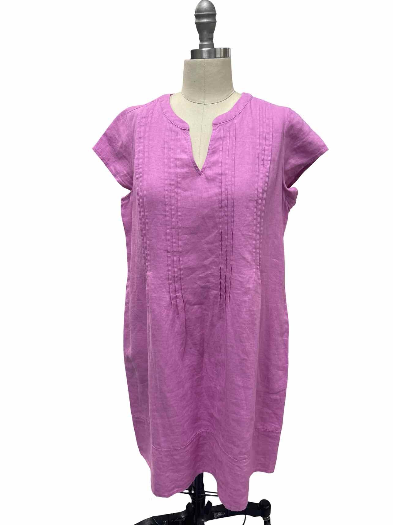 JJILL NWT LOVE LINEN PRINT PLEAT FRONT SS DRESS SIZE: MP