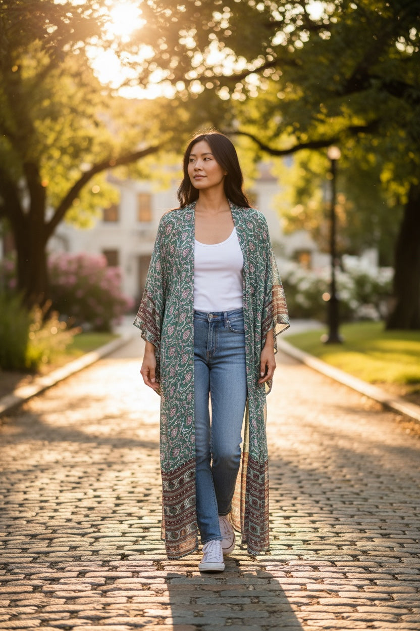 NWT FREE PEOPLE VINE PRINT OVERSIZED KIMONO ONE SIZE