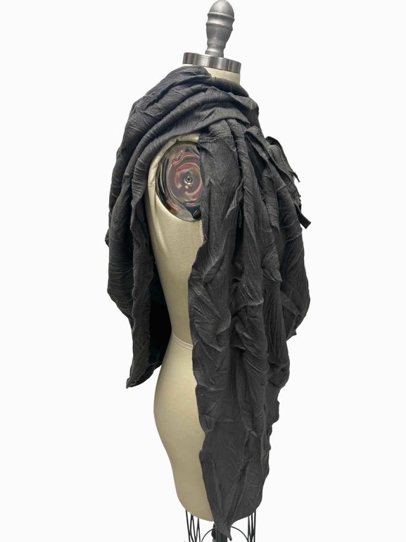 RAY HARRIS LONDON CRINKLED LAGENLOOK WRAP SCARF CRAFTED OF JAPANESE HABUTAI FABRIC