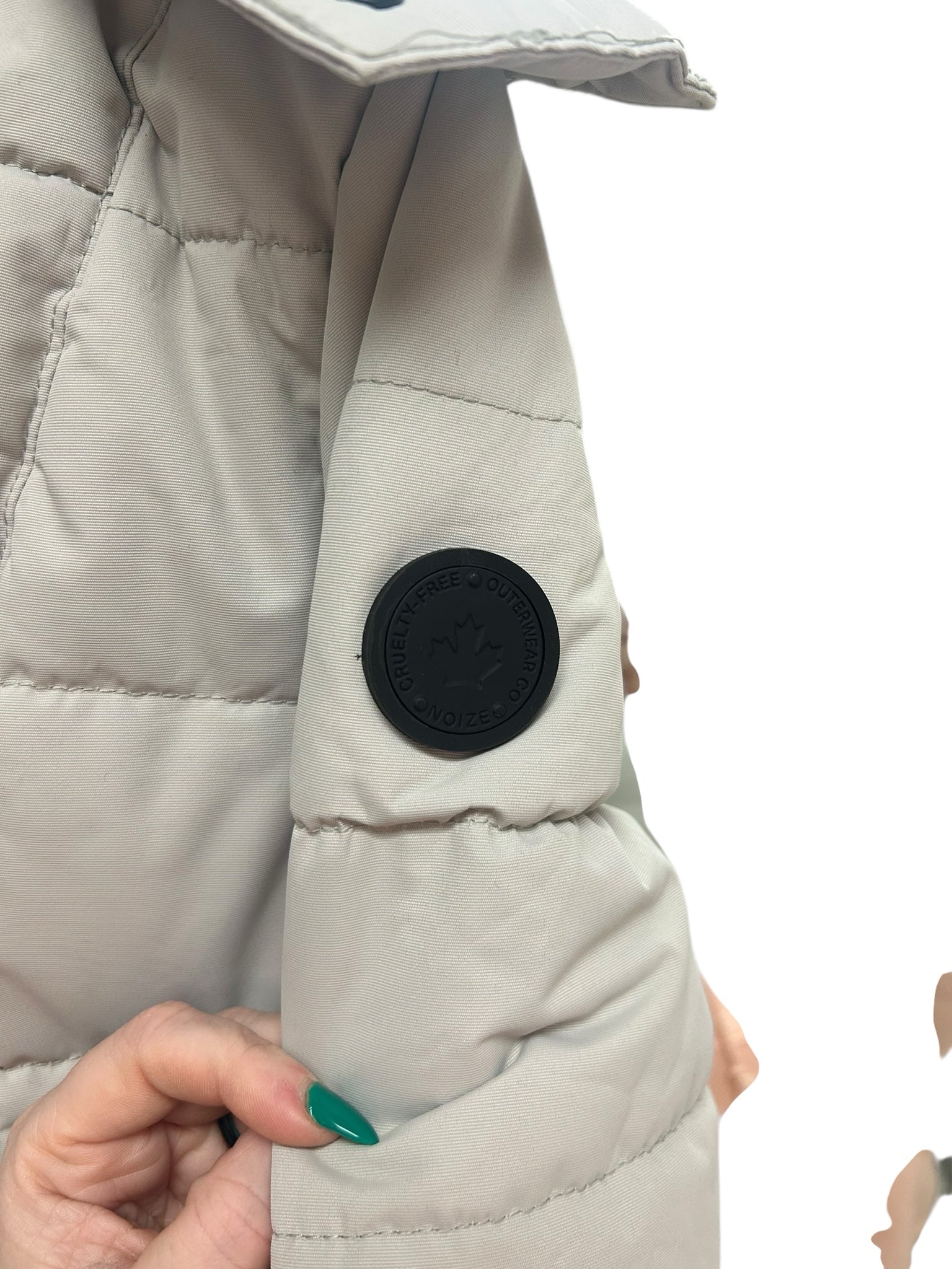 NOIZE HANNAH MID LENGTH CRUELTY FREE SNOW PALE WHITE PARKA SIZE MEDIUM