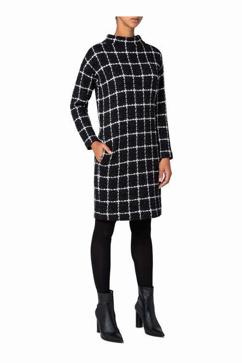 AKRIS NWOT! PUNTO 3D GRID KNIT BLACK/WHITE DRESS SIZE 8