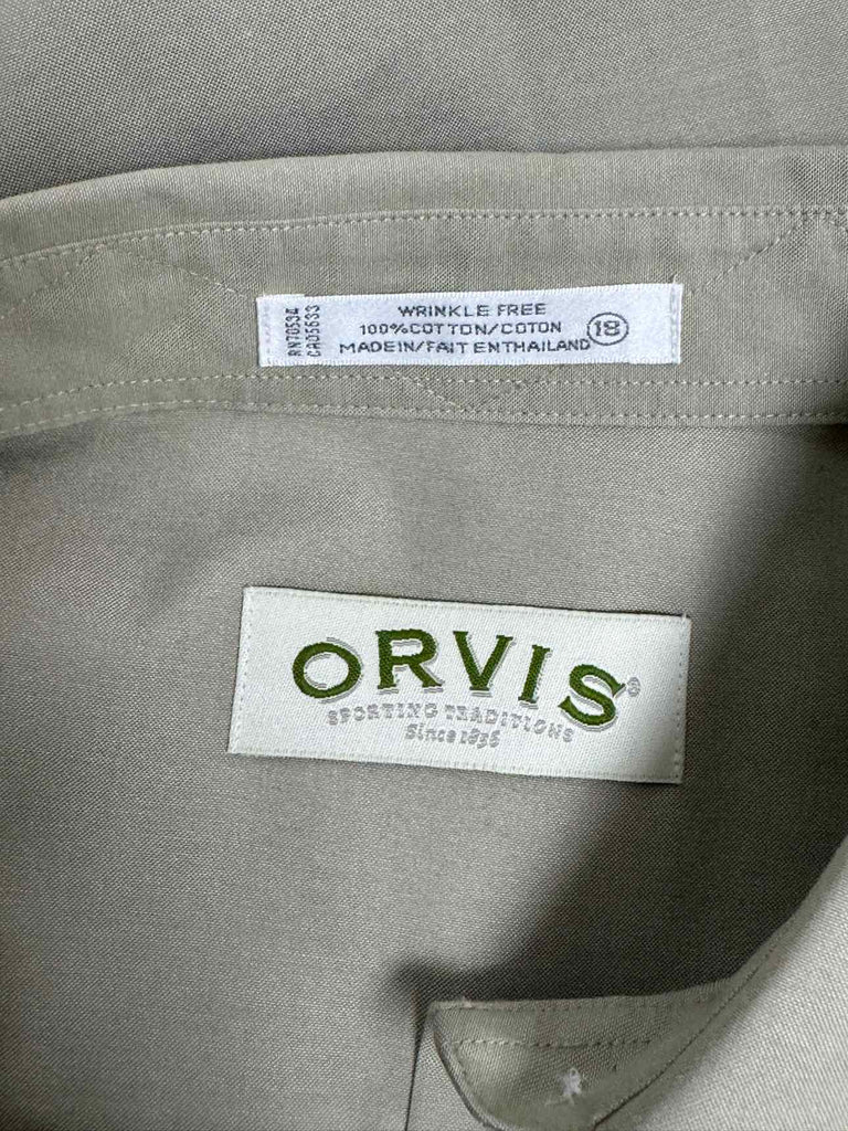 ORVIS NWT! LS BUTTON DOWN KHAKI SHIRT SIZE 18