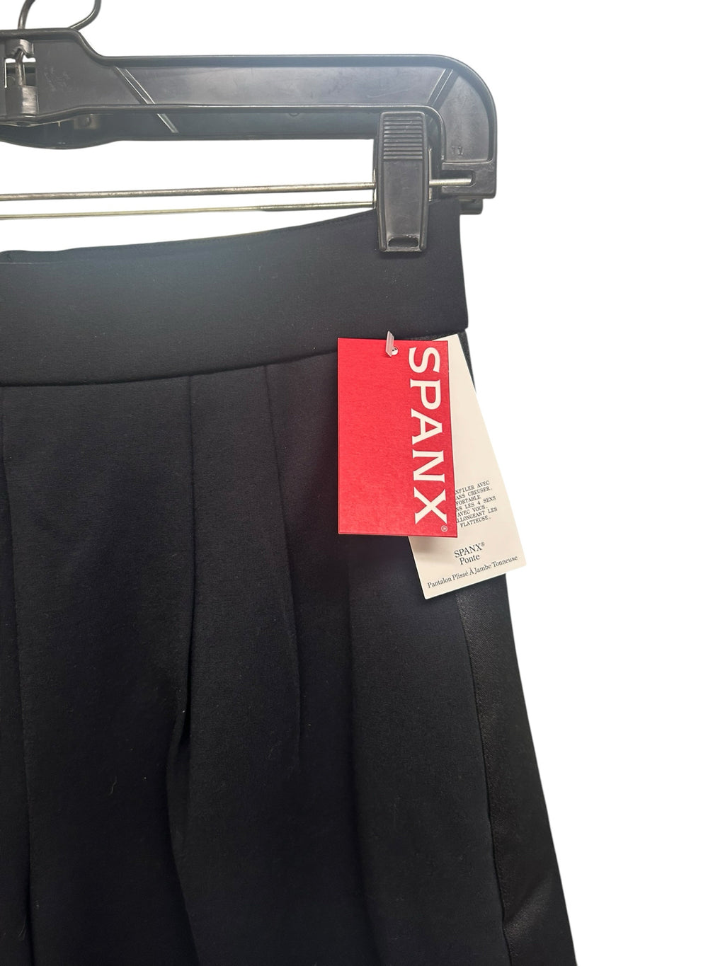 NWT SPANX PONTE PLEATED BARREL LEG TROUSER WITH TUXEDO STRIPE SIZE SMALL