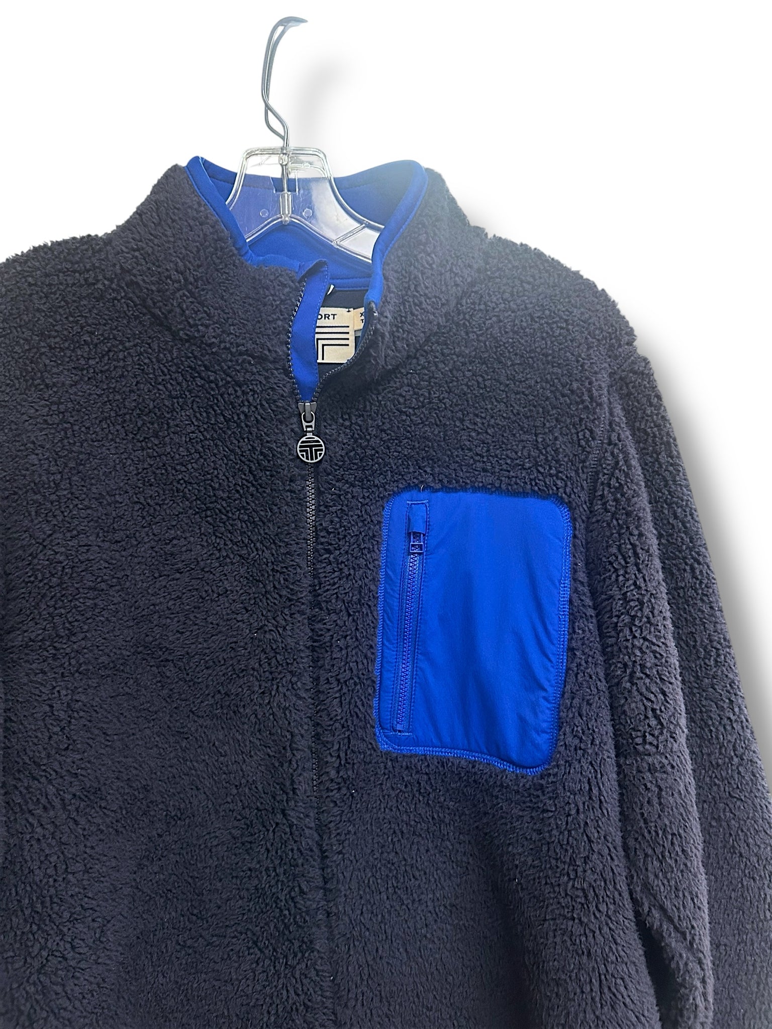 TORY SPORT HIGH-PILE FULL-ZIP MOCK NECK TWO TONE BLUE SIZE XL