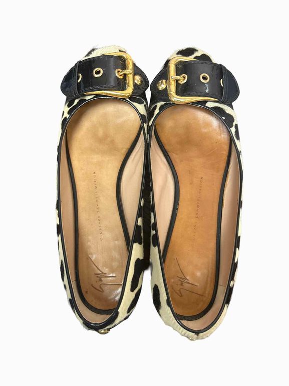 VERO CUOIO GIUSEPPE ZANOTTI CALF HAIR FLATS BLACK/CREAM 4