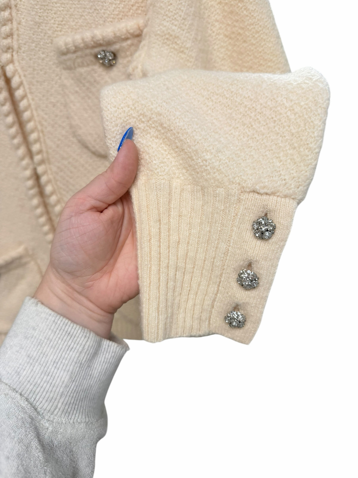 NWT J.CREW ODETTE EMBELLISHED WOOL ALPACA CREAM LADY SWEATER SIZE MEDIUM