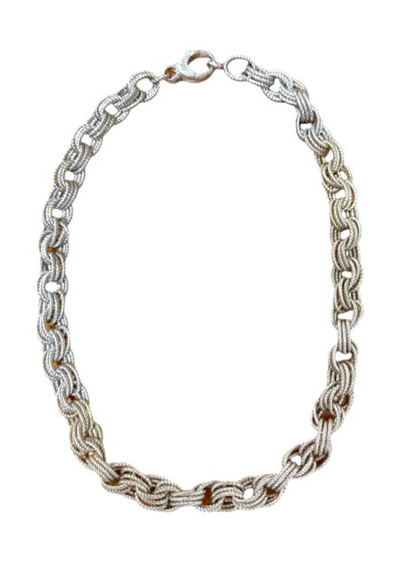 BRONZO ITAIA BRONZE SILVER TONE TRIPLE CHAIN LINK BRACELET AND NECKLACE SET