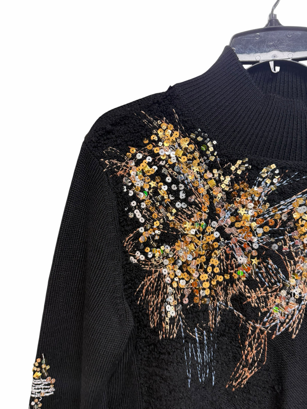 NWT ANTHROPOLOGIE KNITTED & KNOTTED FETE SEQUIN MOCKNECK SWEATER LARGE
