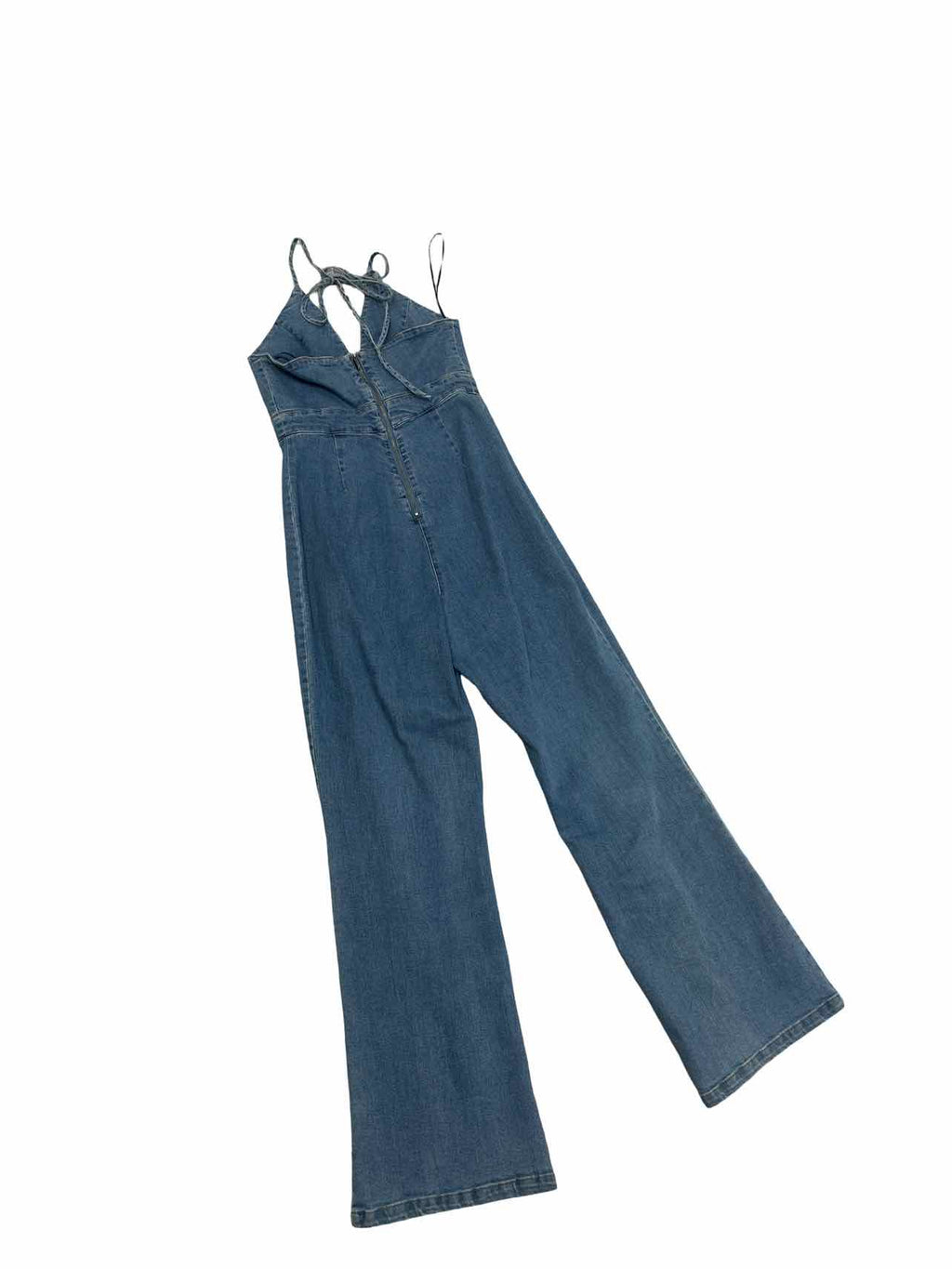 BARDOT LINA FLARE DENIM HALTER JUMPSUIT SIZE: 4