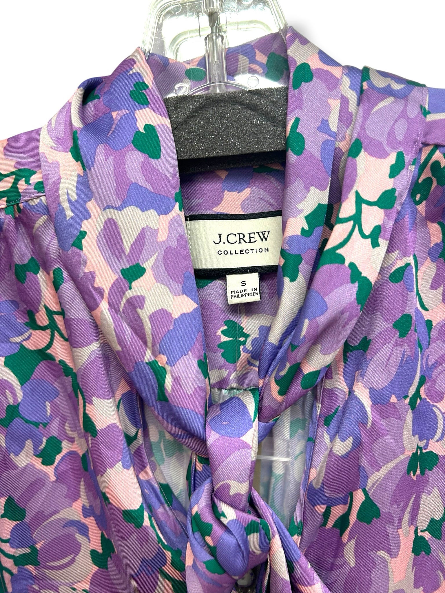 NWT J.CREW CCOLLECTION TIE NECK RATTI LILACE PURPLE FLORAL BLOUSE SIZE SMALL