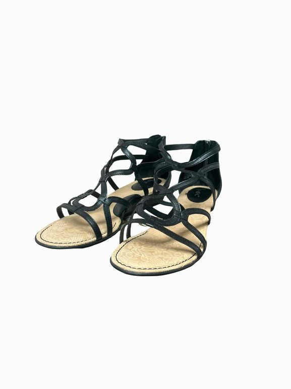 BOC NIB!  PAWEL STRAPPY KITTEN WEDGE SANDAL BLACK 10