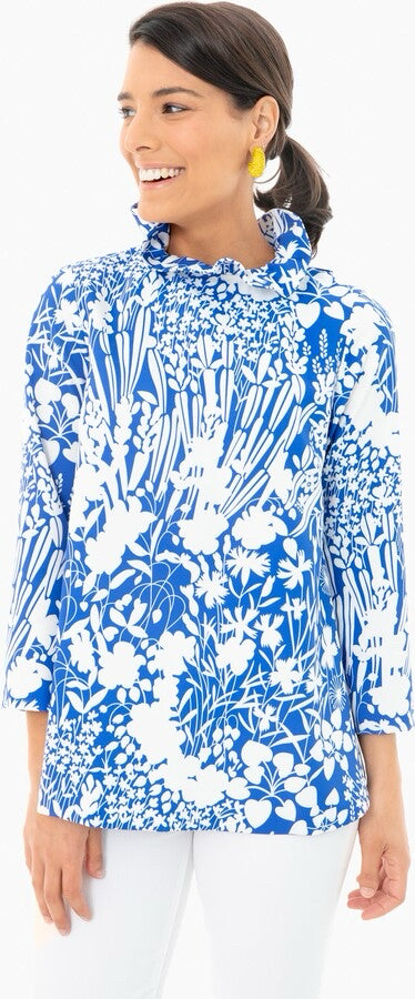 NEW! TUCKERNUCK BLUE WILDFLOWER FAYE RUFFLED BLOUSE SIZE XS