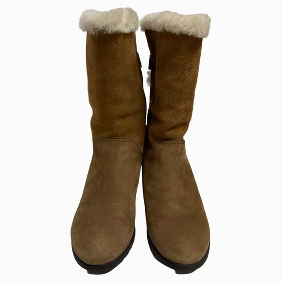 UGG EDELINA CHESTNUT FOLDOVER WEDGE BOOT SIZE 8