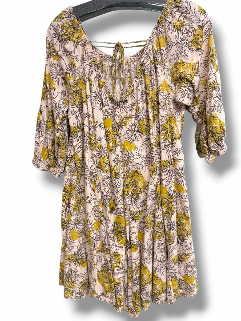 ANTHROPOLOGIE DAILY PRACTICE FLORAL MOLLIE TUNIC OFF THE SHOULDER MINI DRESS S