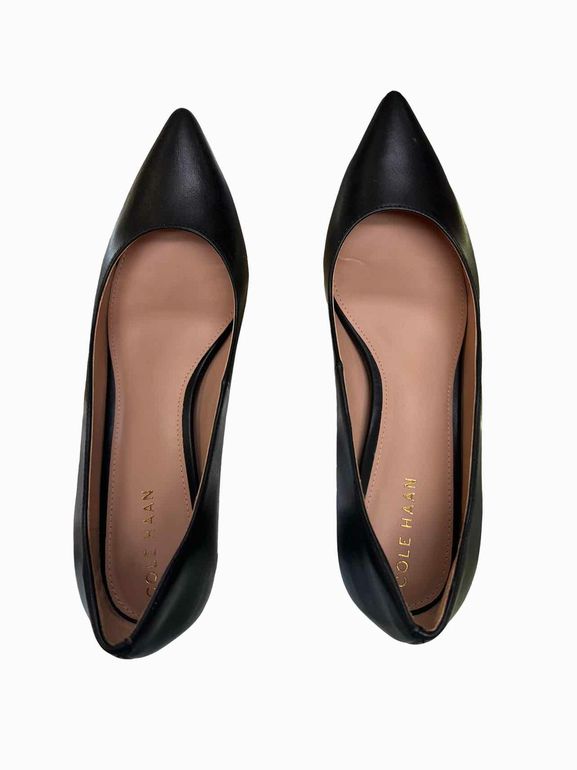 COLE HAAN GRAND 360 LOW BLOCK HEEL  BLACK LEATHER PUMP  9.5