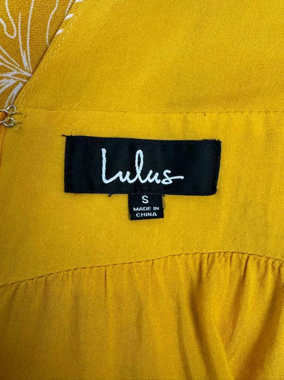 LULUS SAVANNA YELLOW PRINT YELLOW MAXI DRESS SIZE S