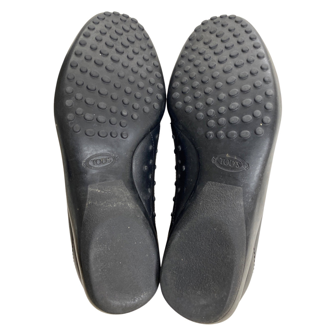 TOD'S BLACK LEATHER PENN LOAFERS SIZE 7